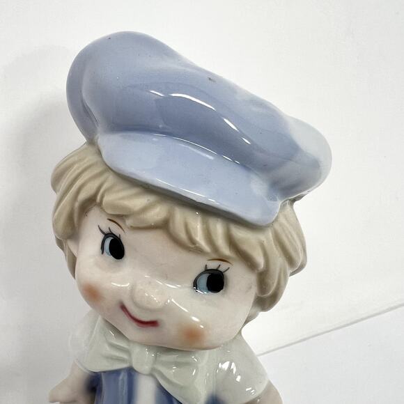 ENESCO Blue White Sailor Boy Figurine Rooster MID CENTURY Vintage 1950's Decor - Picture 4 of 10